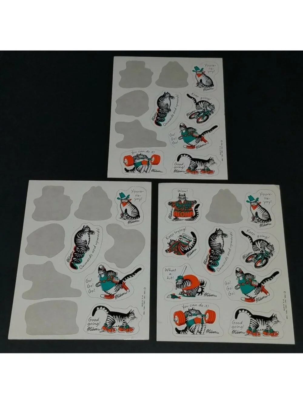 VTG 1989 B Kliban Black White Striped Cat Sticker Sheets (19 Stickers Total)